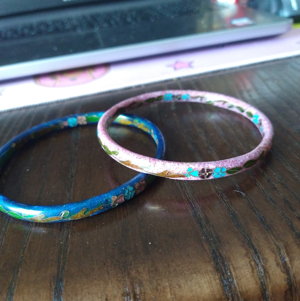 Pink and blue patterned bracelet